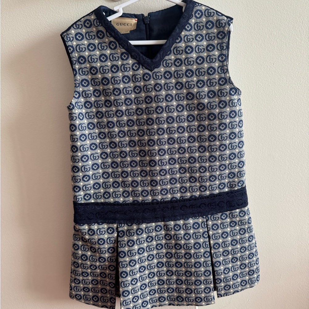 Gucci Kids Dress in Navy and Cream